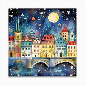 Prague At Night Canvas Print