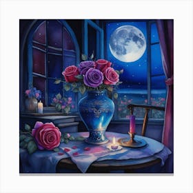 Moonlight Roses Canvas Print