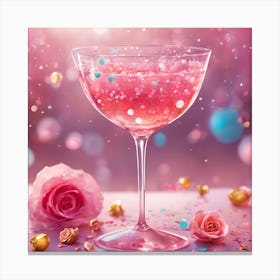 Pink Cocktail With Roses Toile