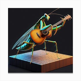 Mantis Bug Playing Guitar 1 Canvas Print