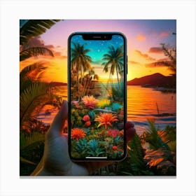 Firefly Smartphone, Creature, Morphic, Colorful, Tropical, Aquatic, Style, Water, Beach, Sunrise, Pa Canvas Print