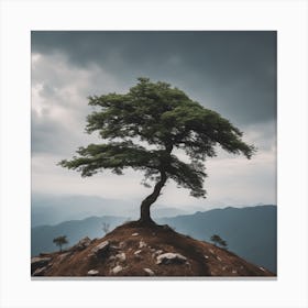 Lone Tree On Top Of Mountain 1 Canvas Print