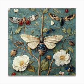 Bees And Butterflies Art Canvas Print