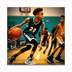 Basketball Player Dribbling 7 Canvas Print
