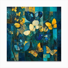 Butterflies In Blue And Yellow Canvas Print