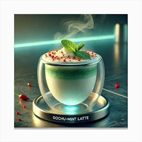 A Futuristic Drink Called Gochu Mint Latte, Elegan Canvas Print