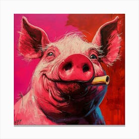 Pig Smoking A Cigarette Canvas Print