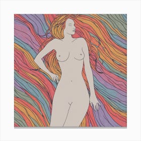 Colorful Nude Woman Drawing Canvas Print