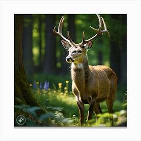 Deer In The Woods Canvas Print