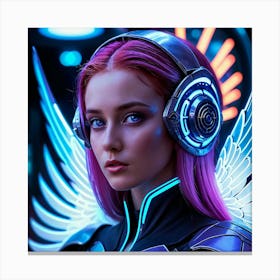 Futuristic Girl With Headphones 1 Canvas Print