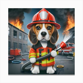 Beagle Firefighter~Reimagined 10 Canvas Print