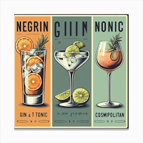 Gin, Tonic, Negroni And Cosmo Canvas Print