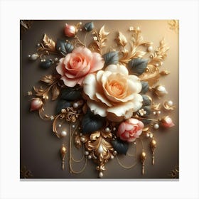 Roses And Pearls Canvas Print