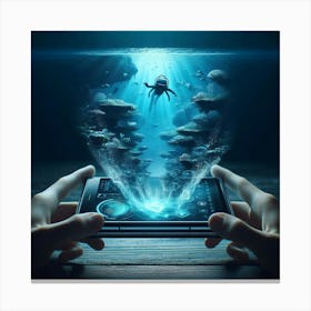 Underwater Mobile Phone Canvas Print