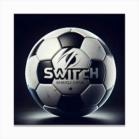 A Soccer Ball With The Switch Energy Drink Logo On 3 Canvas Print