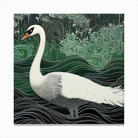 Ohara Koson Inspired Bird Painting Swan 1 Square Canvas Print