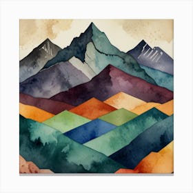 Mountain Range Watercolor Painting Canvas Print