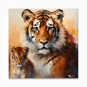 Tiger And Cub Canvas Print