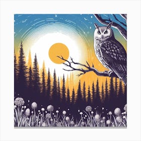 Owl At Night Canvas Print