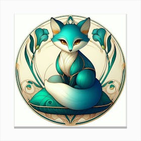 Nouveau style a little blue fox 1 Canvas Print