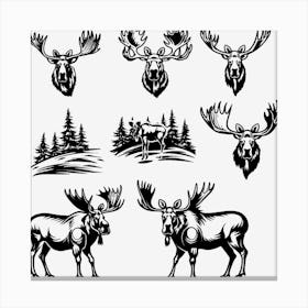 Moose Silhouettes Canvas Print