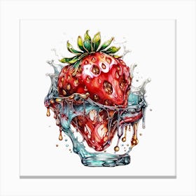 Strawberry in a Melting Glass Canvas Print