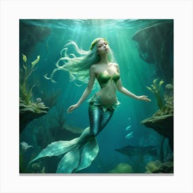 Elf Water Aquatic Mermaid Nymph Ocean River Lake Creature Magical Enchanting Ethereal Gr (4) Canvas Print