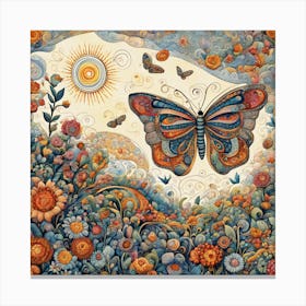 Decorative Floral Butterfly Abstract VI Canvas Print