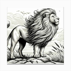 Line Art lion 2 Canvas Print