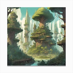A Magical Forest City From The Future Canvas Print
