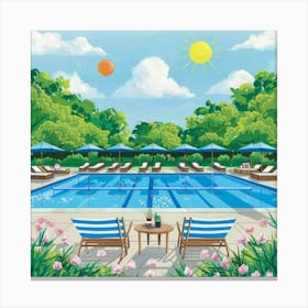 Summertime Swimming Pool Art Print 2 Canvas Print