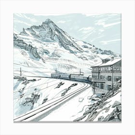 A Jungfraujoch In Switzerland Hand Drawn Sketch Canvas Print