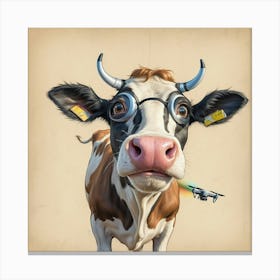 Cow With Glasses 2 Canvas Print