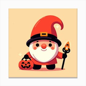 Halloween Gnome With Pumpkin Bag - Cute Vector style Illustration Canvas Print