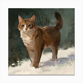 Cat In The Snow Canvas Print