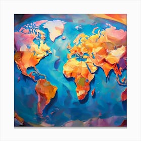 Abstract World Map 13 Canvas Print