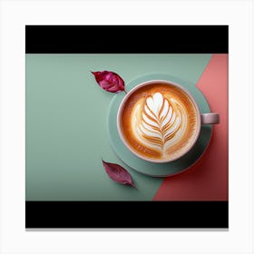 Latte Art, Leaves On A Coffee Cup Canvas Print