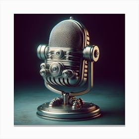 Vintage Microphone On A Dark Background Canvas Print