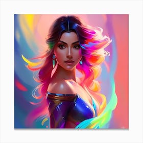 Girl With Rainbow Hair Canvas Print