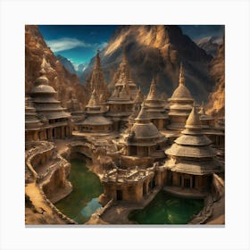 Village In The Mountains 3 Canvas Print