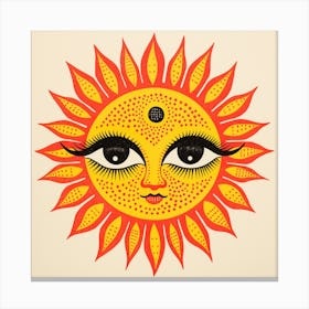 Risograph Style Vibrant Mystical Sun Print Canvas Print