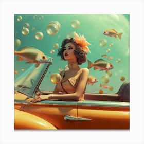 Girl In A Car 1 Canvas Print