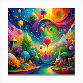 Colorful Balloons In The Sky Canvas Print