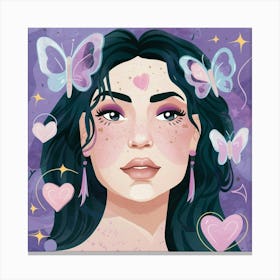 Girl With Butterflies Canvas Print