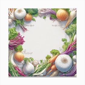 Frame Created From Daikon On Edges And Nothing In Middle Ultra Hd Realistic Vivid Colors Highly (6) Canvas Print