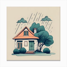 House In The Rain Canvas Print