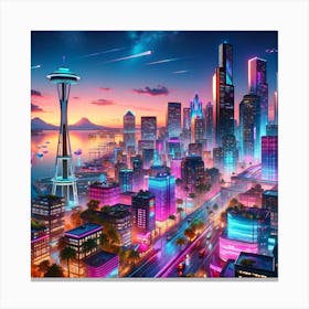 Neon Dreamscape: The Future Metropolis Canvas Print