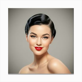 Beautiful Woman With Red Lipstick Canvas Print