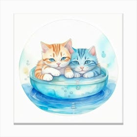 Two Kittens In A Bowl Canvas Print