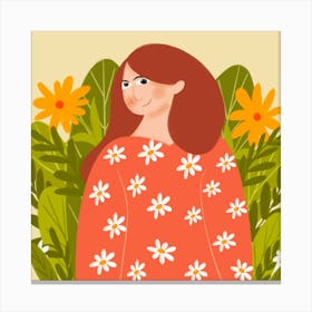 Girl with flower  Canvas Print